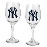 New York Yankees MLB 2pc Wine Glass Set - Primary Logo