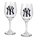 New York Yankees MLB 2pc Wine Glass Set - Primary Logo
