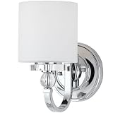 Quoizel DW8701C Downtown 11 1/2-Inch One Light Sconce with White Linen Glass Shade, Polished Chrome Finish