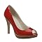 Mossimo® Dysis Stack Heel Peep Toe Pumps- Red Patent