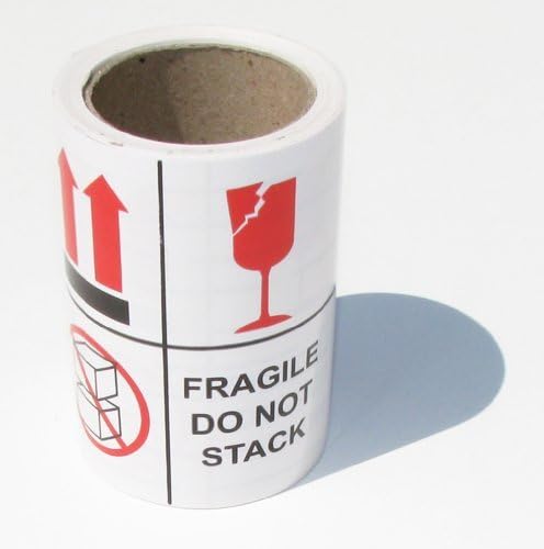 300 4x4 Do Not Stack This Side Up Arrow Fragile Glass Labels / Stickers