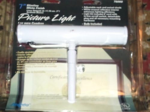 Angelo 7" Slimline White Finish Picture Light - Adjustable Neck & Swivel Shade