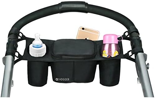 HDGGE Universal Stroller Organizer and Hooks - Stroller Accessories Pack (black)
