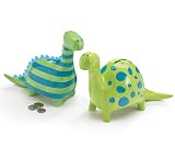 Set of 2 Large Ceramic Dinosaur Piggy Banks Two Designs Great Gift