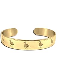 14K Yellow Gold Northwest Coast Native American Horse Shadows Bracelet. Made in USA.
