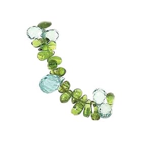 Sterling Silver Aquamarine Topaz and Peridot Necklace - 16'' by Puresplash