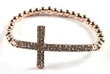 Rose Gold Iced Out Cross Beaded Bracelet Shamballah