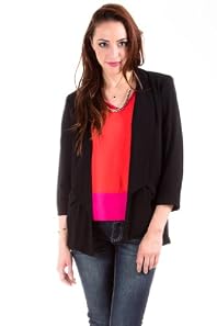 Love Riche Sheer Padded Blazer Wrap in Black