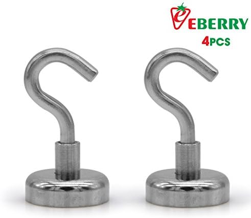 Extra-Strong Magnetic Hook Set 4 Pieces Heavy Duty Neodymium Hanging Hooks Key Holder Towel Tools Keeper for Indoor/Outdoor Use