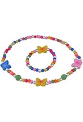 Jewelry Set for Little Girls, Kids, Toddlers, Children - Butterfly Stretch Necklace and Bracelet in Box