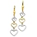 14k Polished Two-tone Heart Leverback Earrings title=