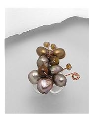 Brown (Dyed) Fresh Water Pearl Ring In White Base