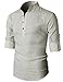 H2H Mens Casual Henley Lightweight Roll-up Sleeve Slim Fit Shirt