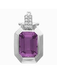 14K White Gold Emerald Cut Amethyst Pendant -- LIFETIME WARRANTY