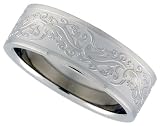 Surgical Steel 5/16 (8mm) Flat Band with Tribal Gecko Pattern