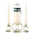 Jean M. Unity Candle Set - Aqua/ Brown
