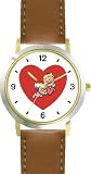 417JQ4wdfxL. SL160  Red Heart   Cupid Holding Red Heart   Love & Friendship Theme   WATCHBUDDY® DELUXE TWO TONE THEME WATCH   Arabic Numbers   Brown Leather Strap Childrens Size Small