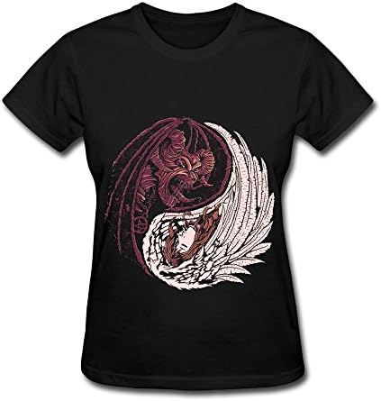 Geek Women's O-Neck Tees Yin Yang Art Picture Size XS Black