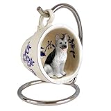 German Shepherd Blue Tea Cup Dog Ornament - Silver & Black