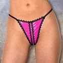 Patent PVC G-String Elastic Back Red with Black Trim One Size