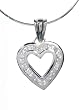 Sterling Silver CZ Lined Heart Pendant with Snake Chain