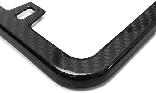 2 Genuine Black Carbon Fiber Glossy Finish Slim 4 Holes License Plate Frames