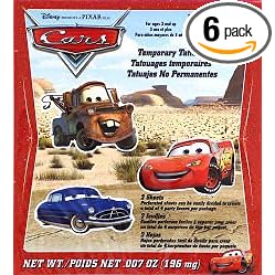 Disney's CARS Temporary Tattoos, 2 Sheets (Pack of 6)
