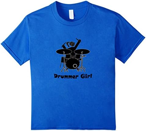 Drummer Girl T-shirt Girl with Drum Set Shirt - Kids 10 - Royal Blue