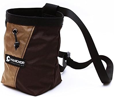 Hanchor Kangaroo 2-in-1 Chalk Bag, w/ Built-in Chalk Sock and Drawstring Closure (Khaki/Chocolate)