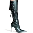4 Inch Womens Sexy Knee High Boots Costume Boot Theatre Costumes With Changable Ribbons Black Pink