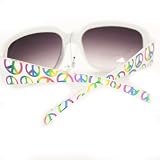 HOTLOVE Premium Quality Plastic Sunglasses UV400 Lens Technology - Love Peace Sunglasses P09109 White Shinning Peace Emblem with Gradient Lens - Extra Stunning