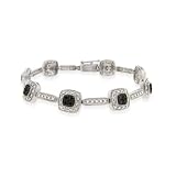 Sterling Silver 2/5ct TDW Black Diamond Square Link Bracelet