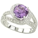 14K White Gold Amethyst & Diamond Ring