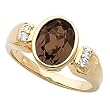 14K Yellow Gold Smoky Quartz and Diamond Ring