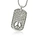 Peace Symbol White Gold Plated Crystal Stud Dog Tag Pendant Necklace Fashion Jewelry