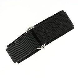 Watch Band Nylon One Piece Wrap Sport Strap Black Adjustable Velcro 20 millimeter