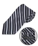 Urban Fit White Stripe on Black Pattern Woven Tie in Fancy Gift Box with Free Shipping