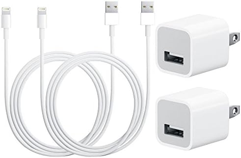 SHD Technologies Inc Charge Power Wall adapter units and foot usb data charging cables for iphone 5/5s/5c/se/6/6s/plus/se/7 ios 10 (White)