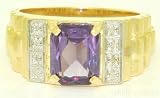 Mens Gold Ring Alexandrite 14K Yellow or White Gold
