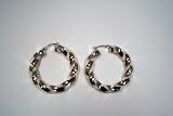 35X6MM 14K Yellow Gold and Sterling Silver Twisted Back-To-Back Hoops