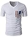 H2H Mens Casual V-neck Short Sleeve Sport T-shirts with American Flag Chest Pocket WHITE US L/Asia XL (CMTTS0173)