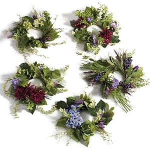Set of Five Dahlia and Hydrangea Candle Rings - Grandin Road