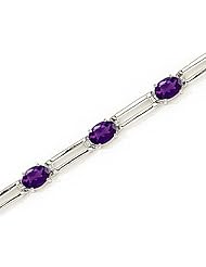14kt Yellow Gold Oval Amethyst and Diamond Bracelet