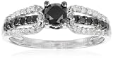 10k White Gold Black and White Diamond Engagement Ring (0.75 cttw, G-H Color, I2-I3 Clarity)
