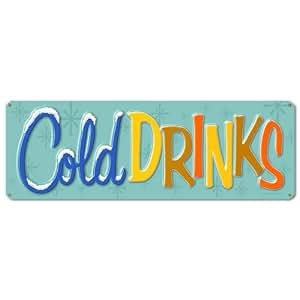 Amazon.com: Cold Drinks Small Tin Sign: Home &amp; Kitchen