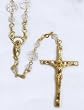 Rosary - Latin Cross - 8mm Crystal Beads - 17in. Gold Plated Chain - Deluxe Box Included - IMPORTED FROM ITALY