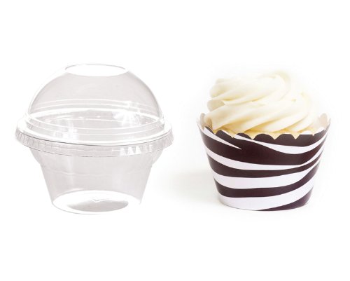 Dress My Cupcake Favor Dome Containers with Wrappers DIY Kit, Wild Zebra Print, Set of 25