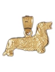 Dazzlers Solid 14 karats gold Dachsund Dog Charm Pendant Available in three colors from jewelsberry (weights: 1.2 grams only)