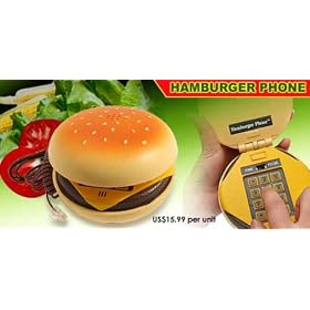 Desktop Corded Hamburger Phone Telephone (like in the movie JUNO) - Yellow