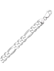 Sterling Silver 8 Inch 350 Figaro Chain Bracelet - 13.0mm Wide